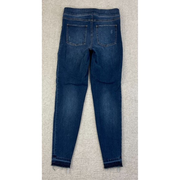 Spanx Jeans Women's M Skinny Slimming Stretch Pull On Blue Distressed Jeggings - Picture 3 of 12